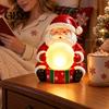 Santa Claus Figurine with Light Up Figurine, Christmas Statue Holding Glowing Crystal Ball, Warm Ball Ornament Night Light, Tabletop for Home