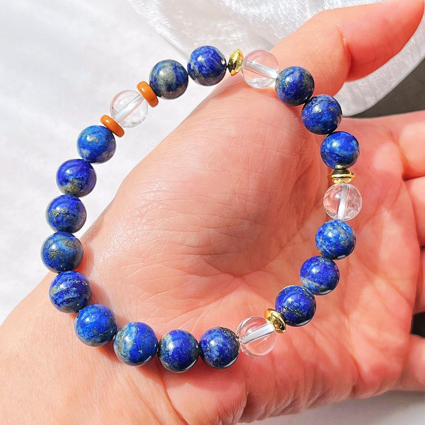 Vintage Natural White Crystal Lapis Lazuli Design Bracelet Bracelet.