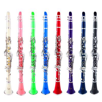 Clarinete Profesional en Si Bemol, Cuerpo de ABS, 17 Llaves, 6 Anillas, Instrumento de Viento de Madera con Paño y Estuche para Exámenes y Actuaciones