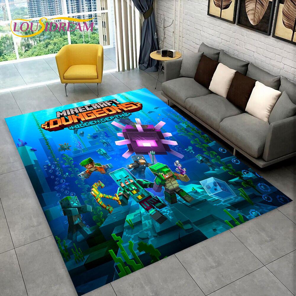 3D MC Sandbox Games Gamer Cartoon Area Rug,Carpet Rug for Living Room Bedroom Sofa Doormat Decoration,kids Non-slip Floor Mat