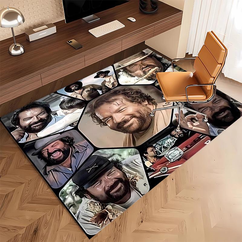 1 pièce Tapis de zone imprimé Terence Hill et Bud Spencer - Tapis d'intérieur doux, lavable et antidérapant, Tapis décoratif pour salon, bureau à domicile, Décoratif de bureau