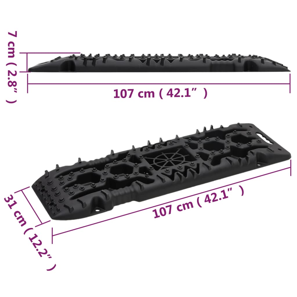 Traction Mats 2 Pcs Black 107 X 31 X 7 Cm Nylon