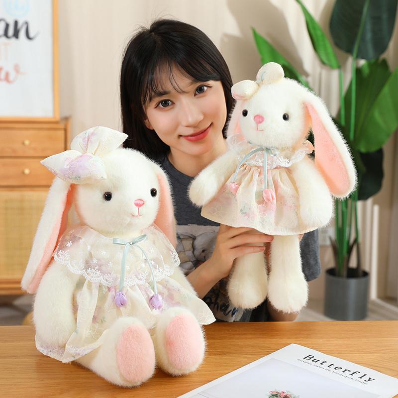 40/50cm Kawaii Nice Dressed Bunny Plush Toy Soft Stuffed Animal Rabbit Plushie Doll Birthday Christmas Gift for Girls Kids