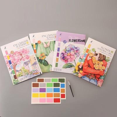 Creative Watercolor Doodle & Drawing Book with Cartoon Themes and Paints