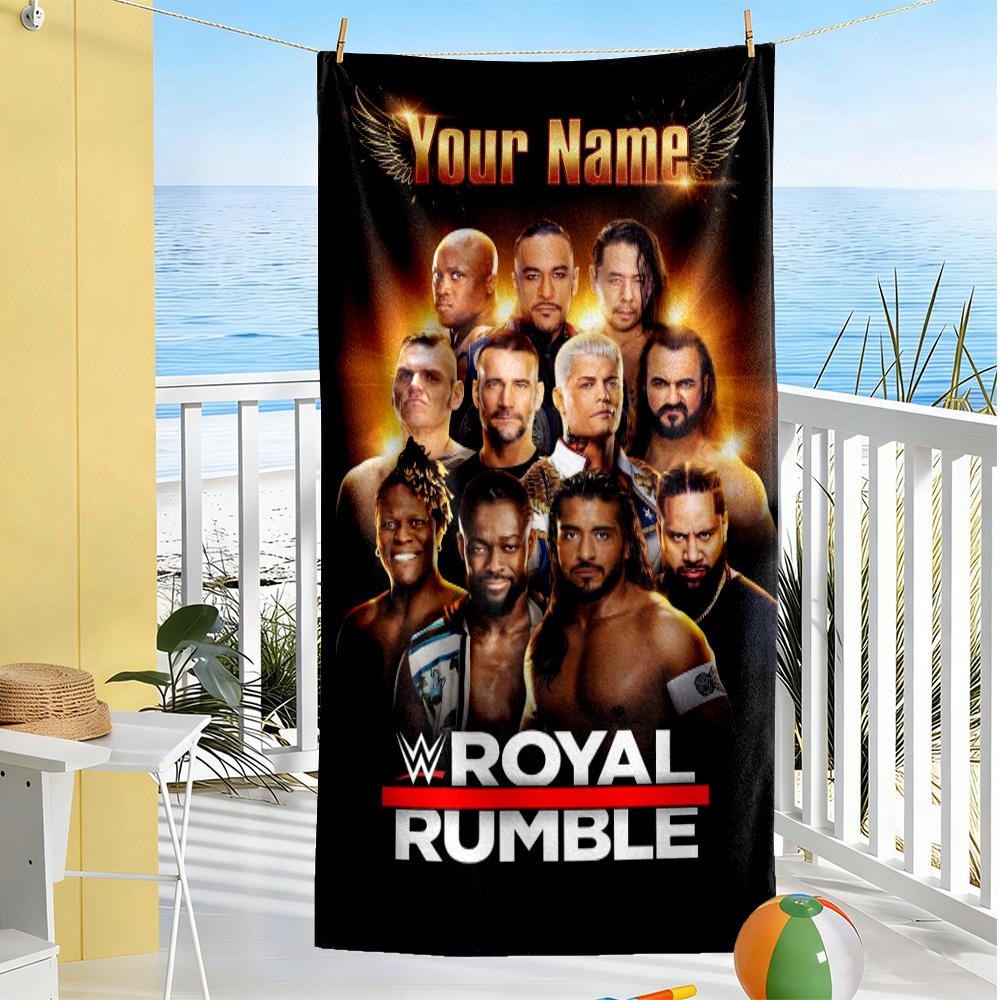 Royal Rumbl Personalized Text Beach Towel Quick-Dry Soft Microfiber Suitable for Swimming Gym Camping Yoga Vacation