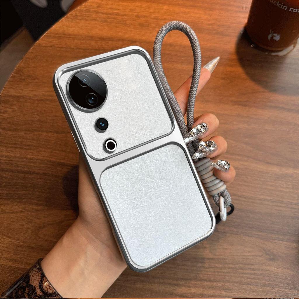 Luxury Big Window Phone Case with Lanyard for Vivo V40 Premium Textured Casing