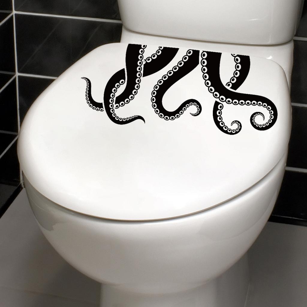 Whimsical Octopus Toilet Stickers, Waterproof Removable Self-Adhesive Decals for Bathroom Wall Decor