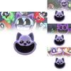 יצורים חמודים מחייכים Poppy Playtime מסכת חתול סגולה Napcat צעצוע קטיפה ממולא