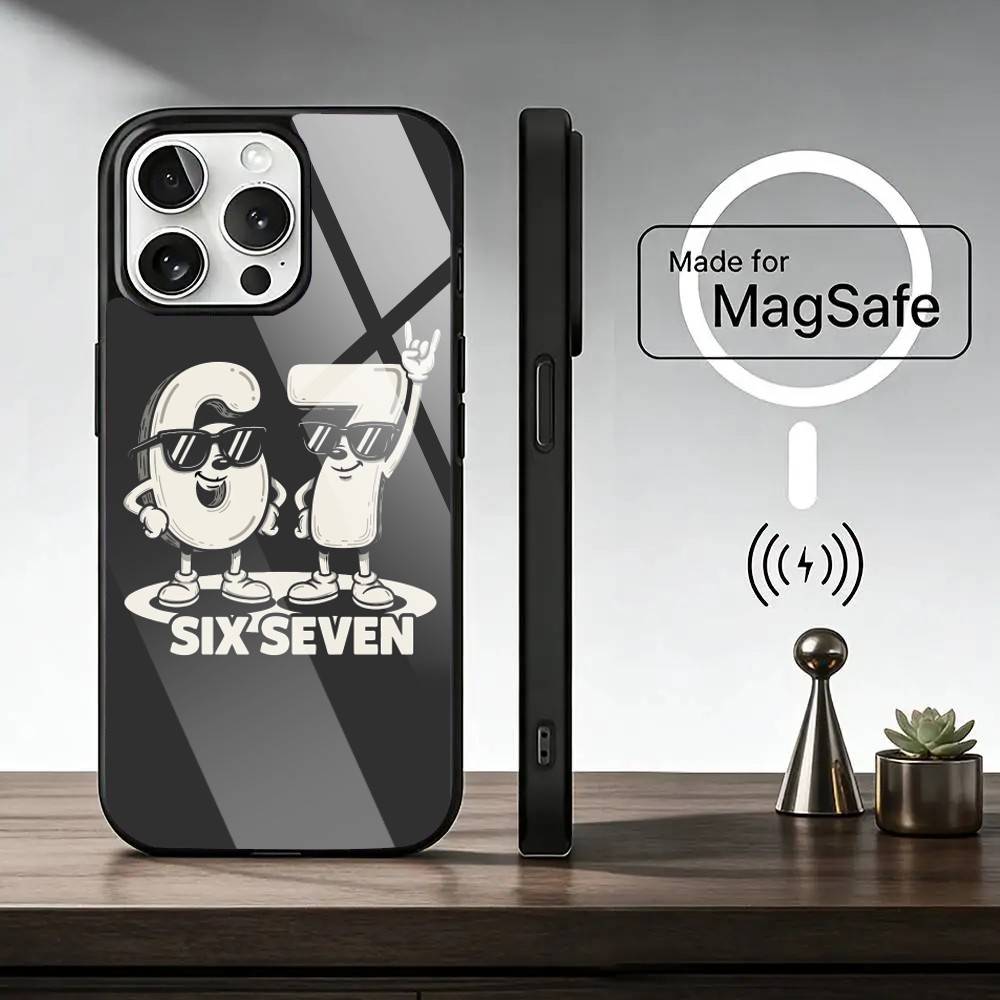 67 Six-S-Seven Phone Case For iPhone17,16,15,14,13,12,11 Plus,Pro Magnetic For Magsafe Wireless Charging
