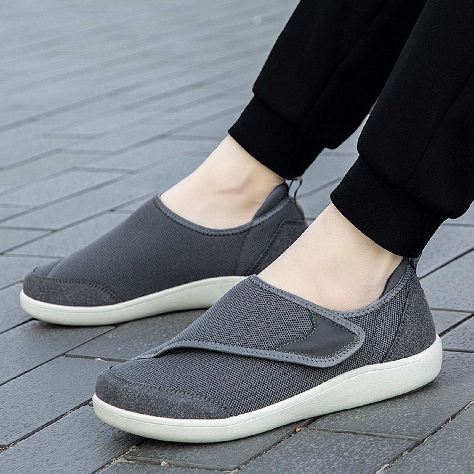 

Мужские кроссовки для ходьбы с регулируемым ремешком, противоскользящие, с круглым носком, амортизирующие, балетки 43 темно-серого