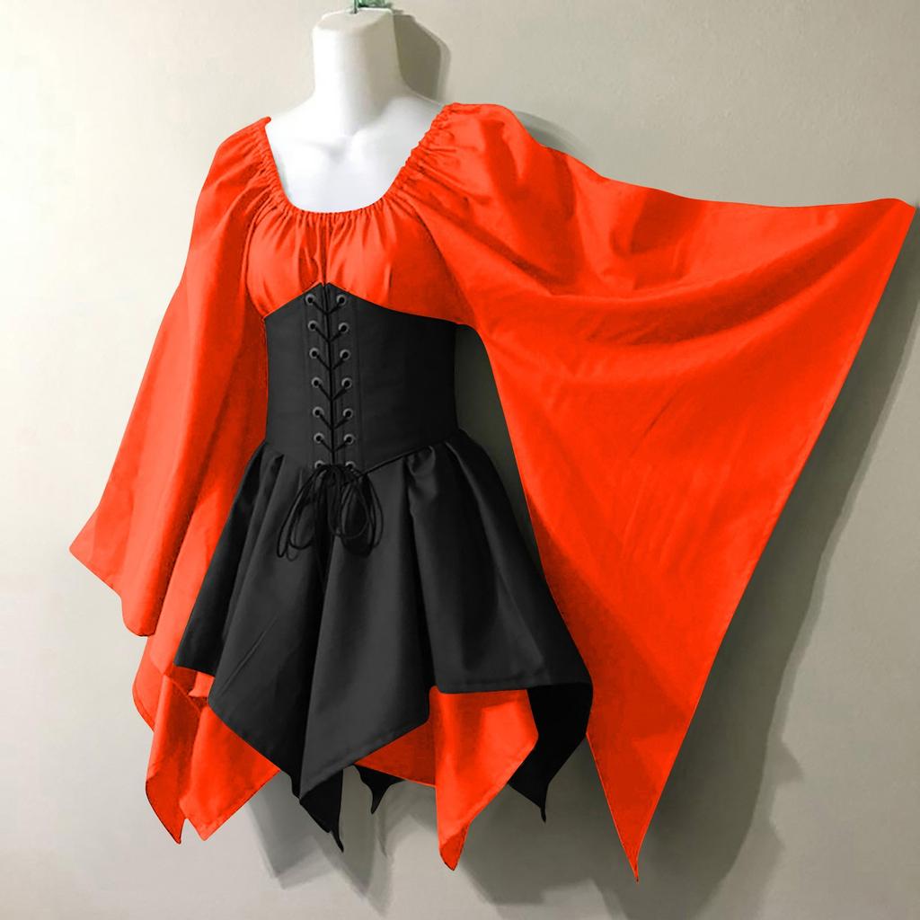 Women Fashion Long Sleeve Vintage Dress Cosplay Party Evening Night Formal Dress