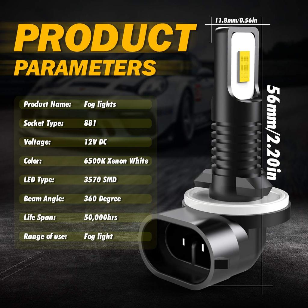 TUINCYN Super Bright 881 LED Fog Bulb White 6500K 2400 Lumens Top Quality 886