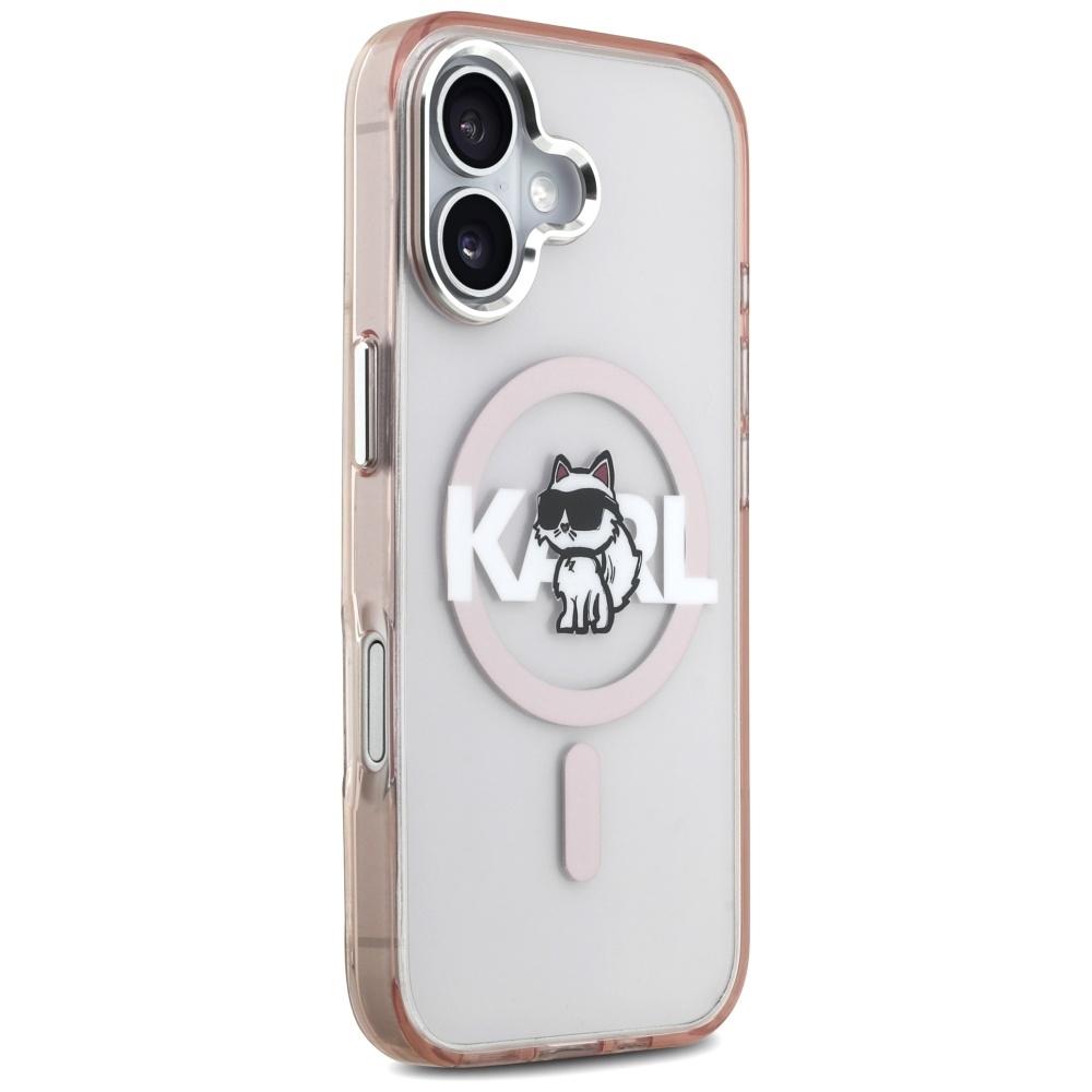Karl Lagerfeld IML Choupette Sketch Logo MagSafe Case for iPhone 17 Pink