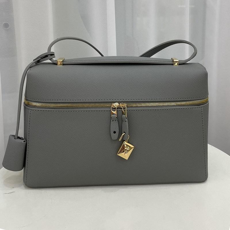 New retro leather cowhide box bag lunch box bag casual large capacity portable shoulder women's bag