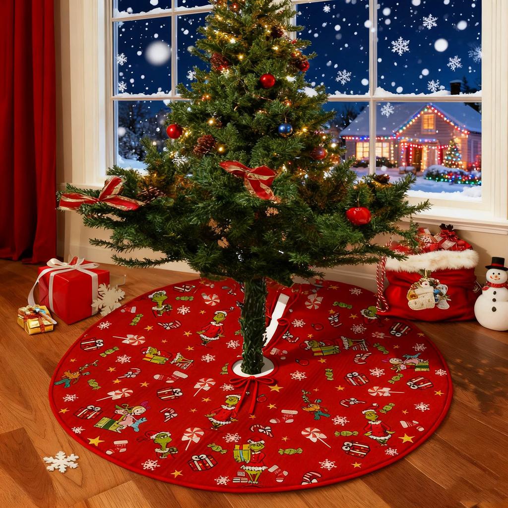 75cm Christmas Tree Skirt Printed Short Plush Tree Skirt Christmas Decorations