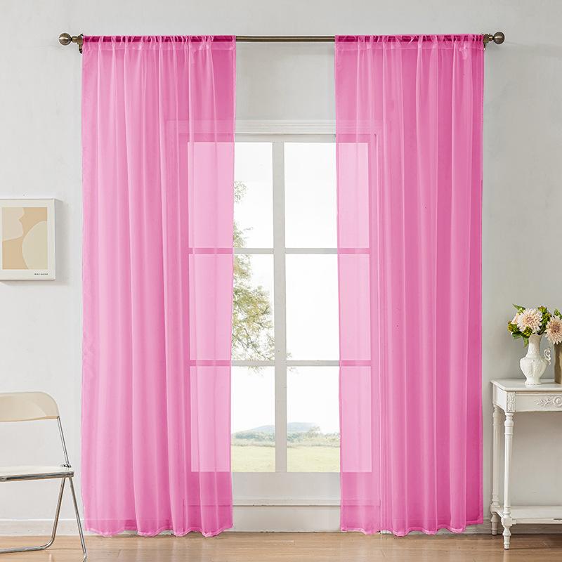 

Solid Color Simple Semi Transparent Pole Curtain Suitable for Living Room Bedroom Windows Filter Curtains Children s Room Home Decoration Rodless 39*51in/100*130cm1pcs рожевий
