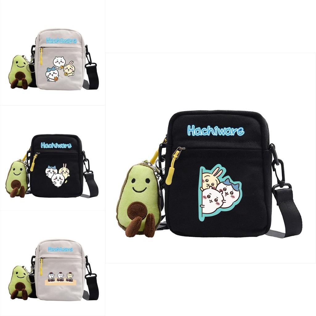 Chiikawa Cartoon Canvas Square Shoulder Bag With Inner Pouch For Casual Outings