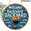 2D Flat, 1pc 7.87" Round Aluminum Sign with "Barbecue Party Beer Garden" Vintage Decorative Plaque, Yard BBQ Beer Theme Aluminum 2D Decoration Plate