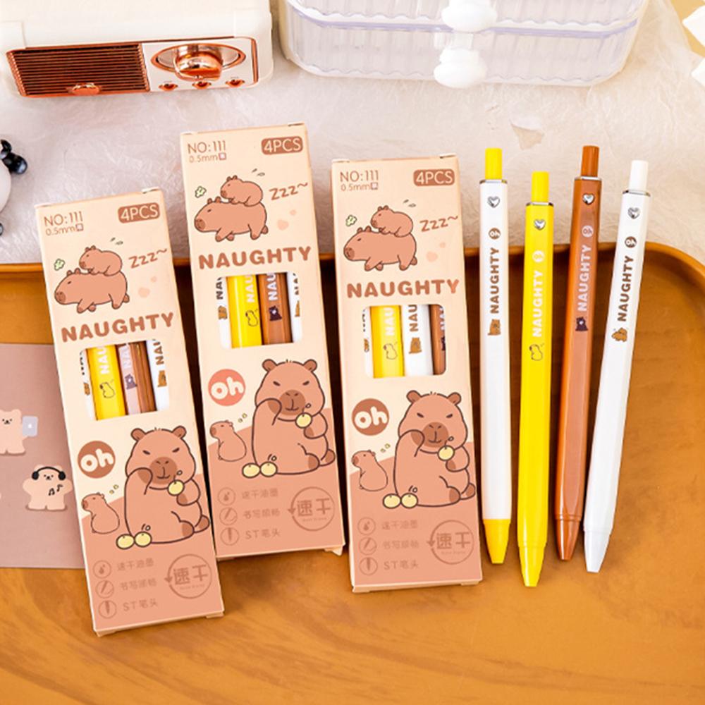 1 Box 4Piece Cute Kabipbala Animals Girls Boys Gel Pen Press Office Gift School Supplies Stationery Kawaii Funny Pens