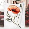 1pc Vintage Watercolor Poppy Flower Blanket, 60x80 Inch, Soft Cotton Fabric, Single-Sided Print with Orange Poppy Design