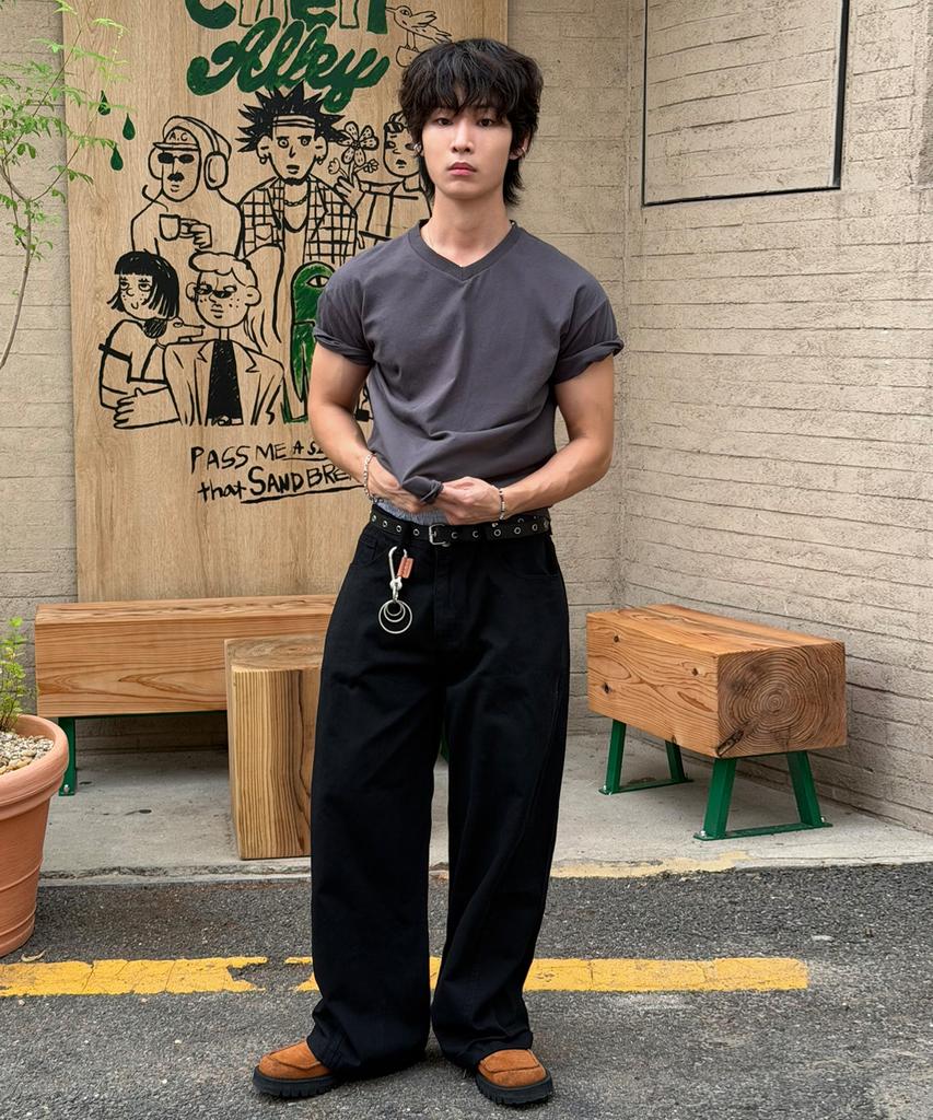 SIGNATURE Crop V-Neck Short Sleeve T-Shirt [4 Colors]