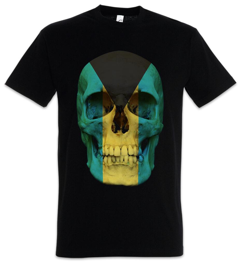 T-Shirt Classique Drapeau Crâne Bahamas Hommes Femmes Haut - Drapeau Bannière Crâne Biker MC