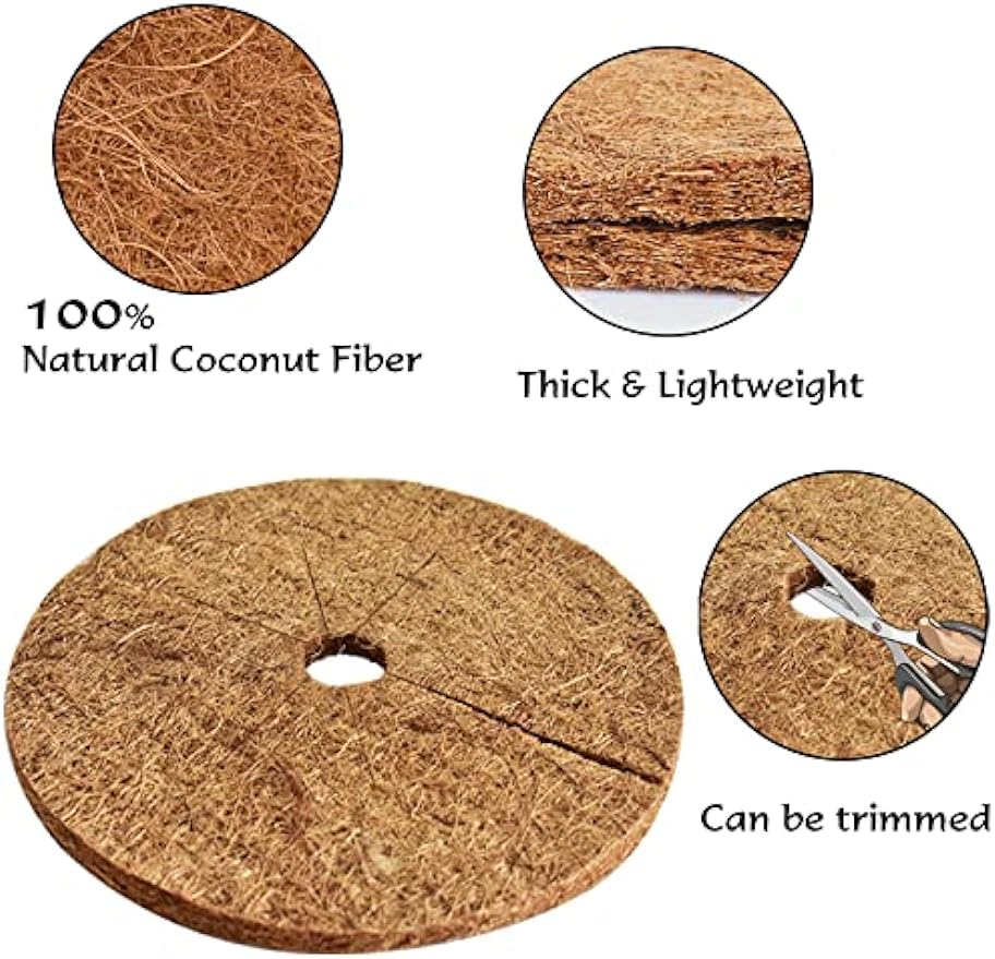 3Pcs Coconut Fibers Mulch Ring Tree Protector Mat Plant Cover Mulch Mat Weed Mats Coco Coir Mulch Ring for Indoor Outdoor Trees, Tree Plant Ring Mats