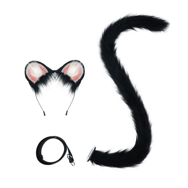 Handmade Simulated Hamster Ear Headband Cos Beast Ear Tail Set Lolita Kc Plush Cute Hamster Headdress
