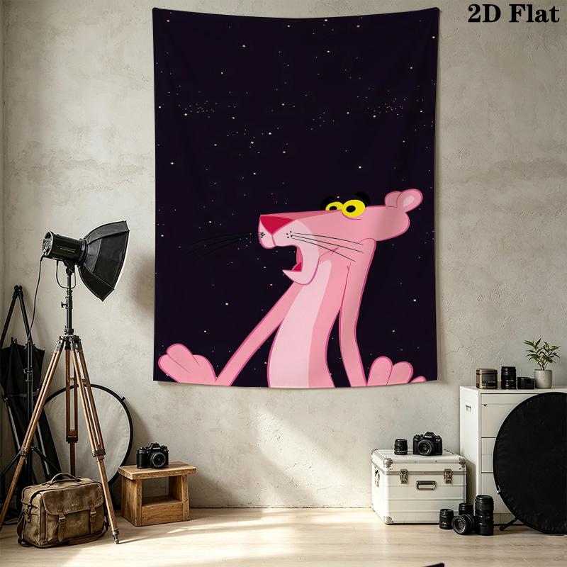 Pink Panther Wall Tapestry Aesthetic Wall Hanging Printed Fabric Blanket Decorative Tapestries For Bedroom Living Room Home Decor