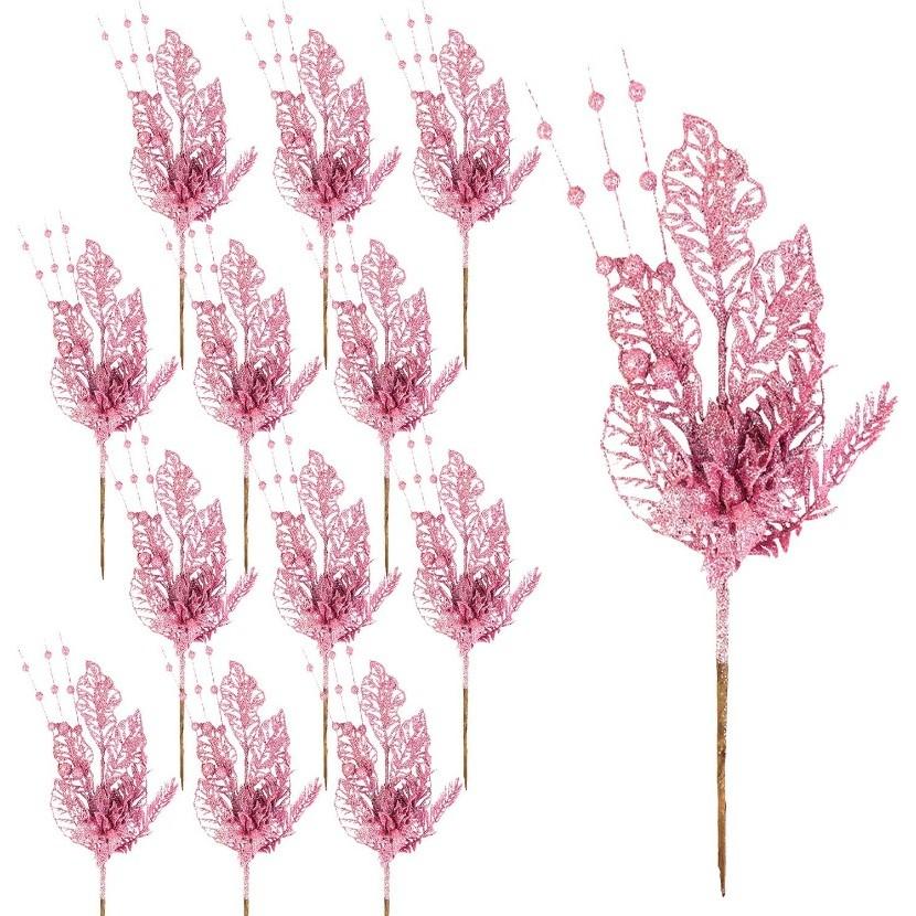 1Pc Glitter Artificial Berries Stems Christmas Decoration Xmas for Home Decor New Year Christmas Tree Wreath Ornaments Accessory