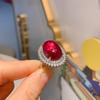 Jewelry Ice Seed Fluorescent Denier Pigeon Blood Red Treasure Plain Ring Women'S Temperament 13 * 18