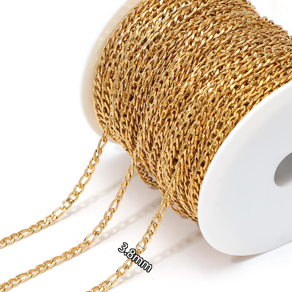 2 Meters Stainless Steel Link Cuban Figaro Chains Bulk for DIY Jewelry Earrings Making Necklace Findings Bracelets Wholesale