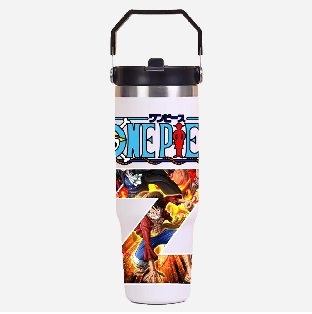 30oz Anime A-Z English Letter Printed Simple Solid Color Stainless Steel Thermos Water Cup Thermal Insulation Cold Ice Cup