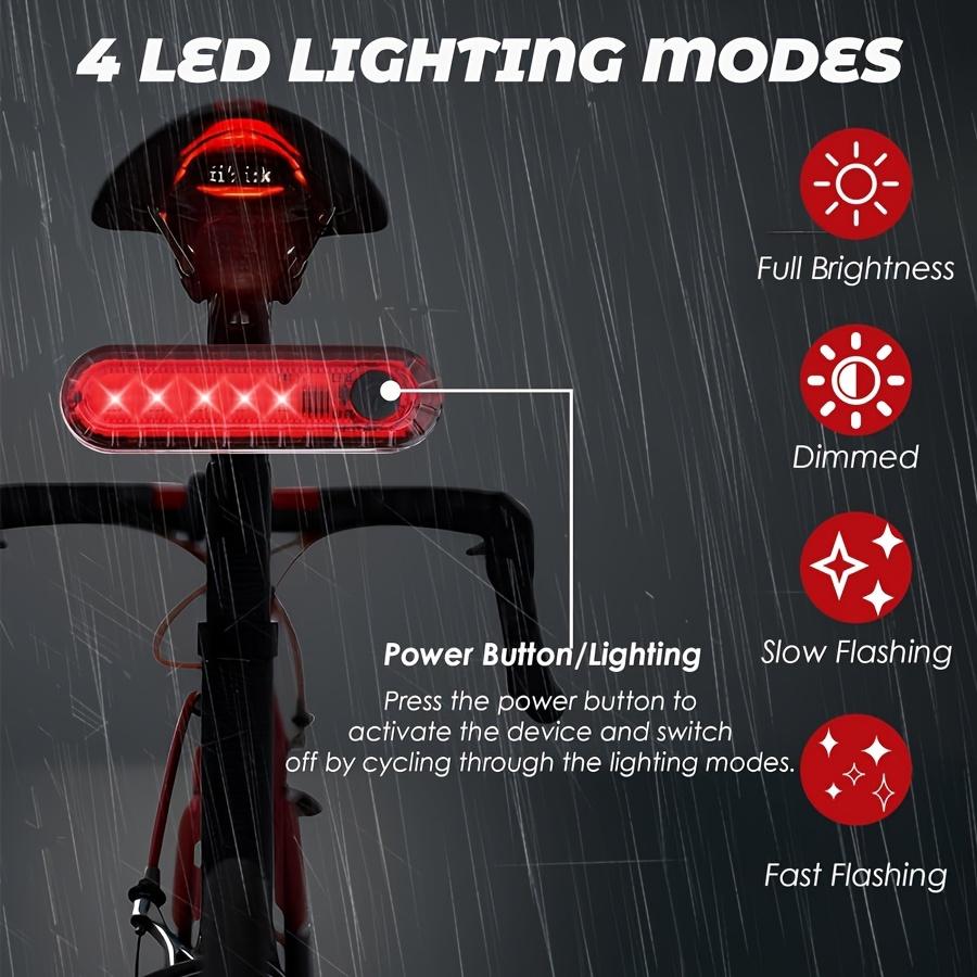 USB Rechargeable LED Rear Bike Light Waterproof Ultra Bright 4 Modes Bicycle Tail Light Safety Warning Flashlight