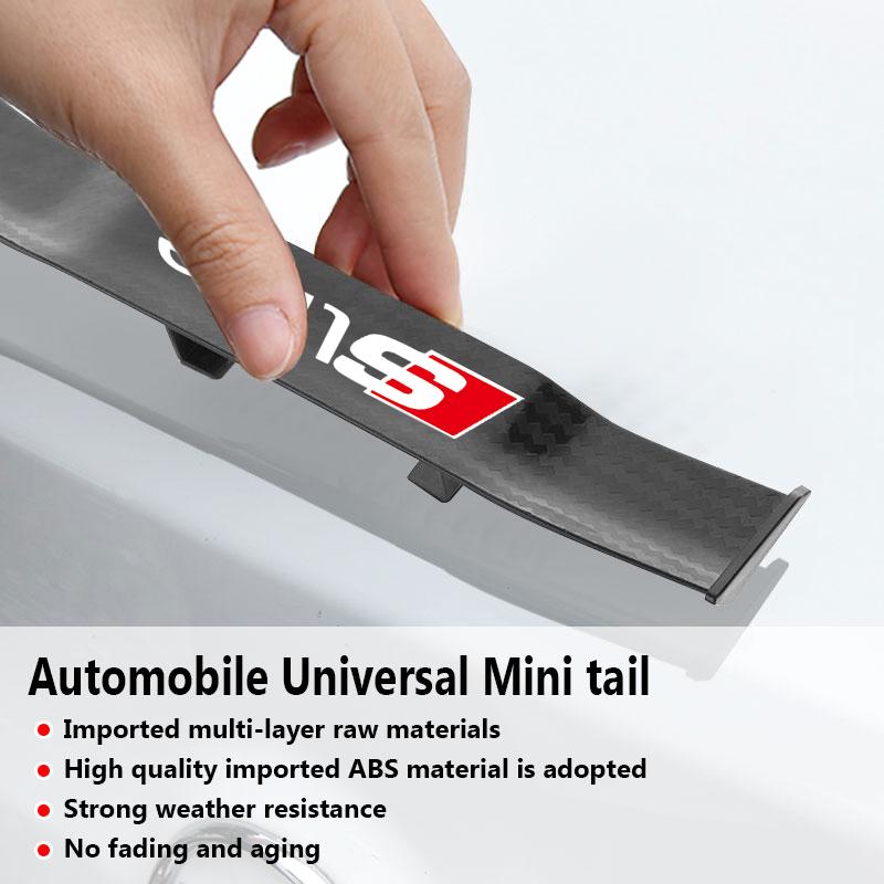 1Pcs Carbon Fiber Car Mini Rear Spoiler Mini Small Wing Model Decoration for Audi Q2 Q3 TT RS3 RS4 A3 A4 B5 B6 A3 8P 8V 8L A5 A6 C6 C5 A1 A7 A8