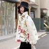 Ethnic style winter new warm jacket retro buckle loose printing short stand-up collar Chinese down jacket