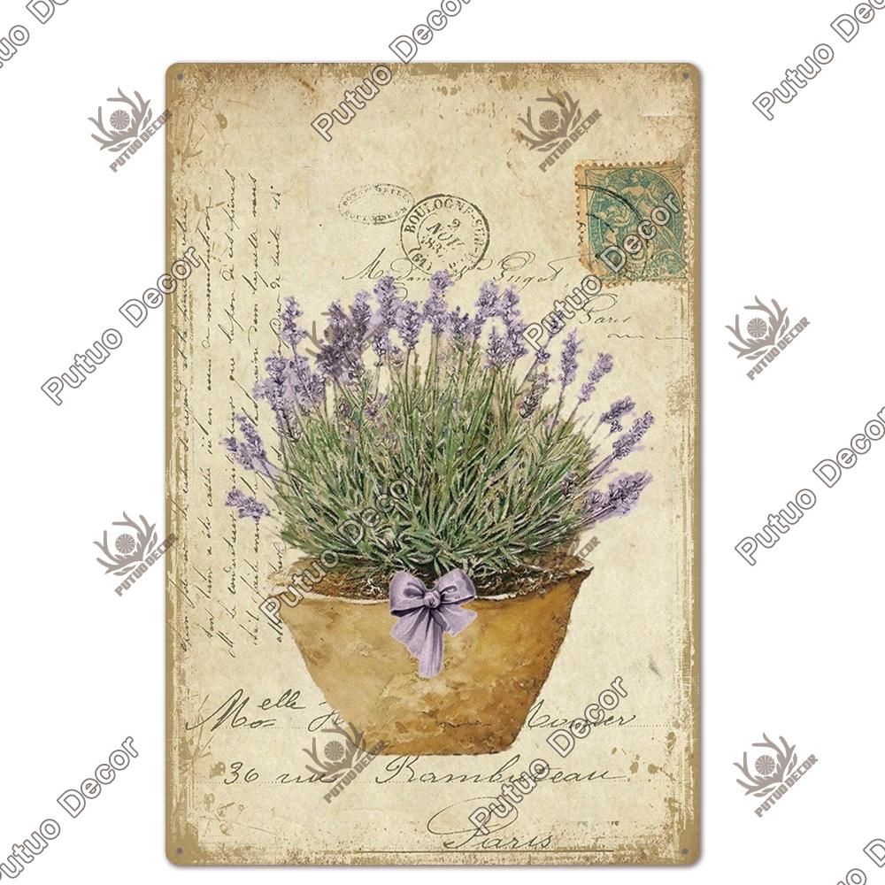 Decor Flower Plaque Metal Vintage Tin Sign Wall Decoration Posters for Home Garden Kitchen Living Room Iron Painting