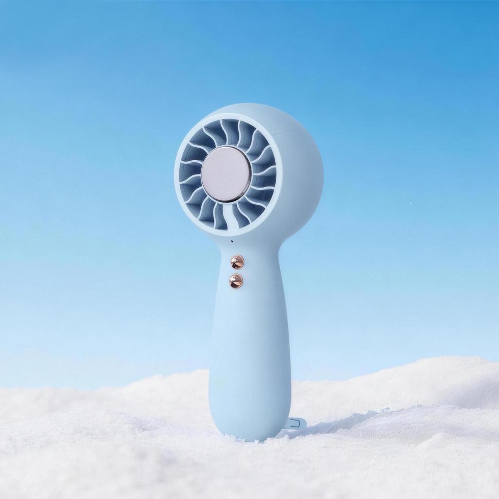Compact USB Rechargeable Mini Handheld Fan with Silent High-Speed Turbine and Cooling Ice Pack for Outdoor Use