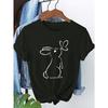 Graphic Tee Women's Casual Short Sleeve T-Shirt Cartoon Cute Rabbit Butterfly Graphic Print Round Neck Summer Woman Clothing