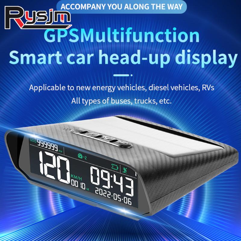 New X100 Universal Car HUD Display Gauge Solar Charging Digital GPS Speedometer Over-speed Alarm Distance Altitude Display