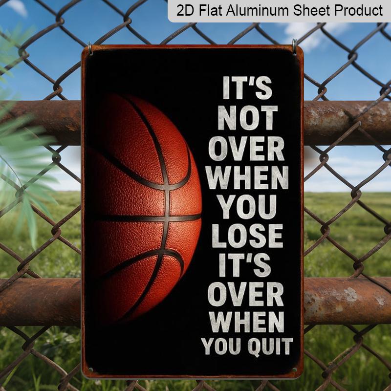 2D Flaches 1 Stück Basketball Motivationsspruch Metallschild 7,87x11,81 Zoll - Aluminium Inspirierendes Sportdekor für Zuhause, Garage, Man Cave, Fitnessstudio - Langlebig