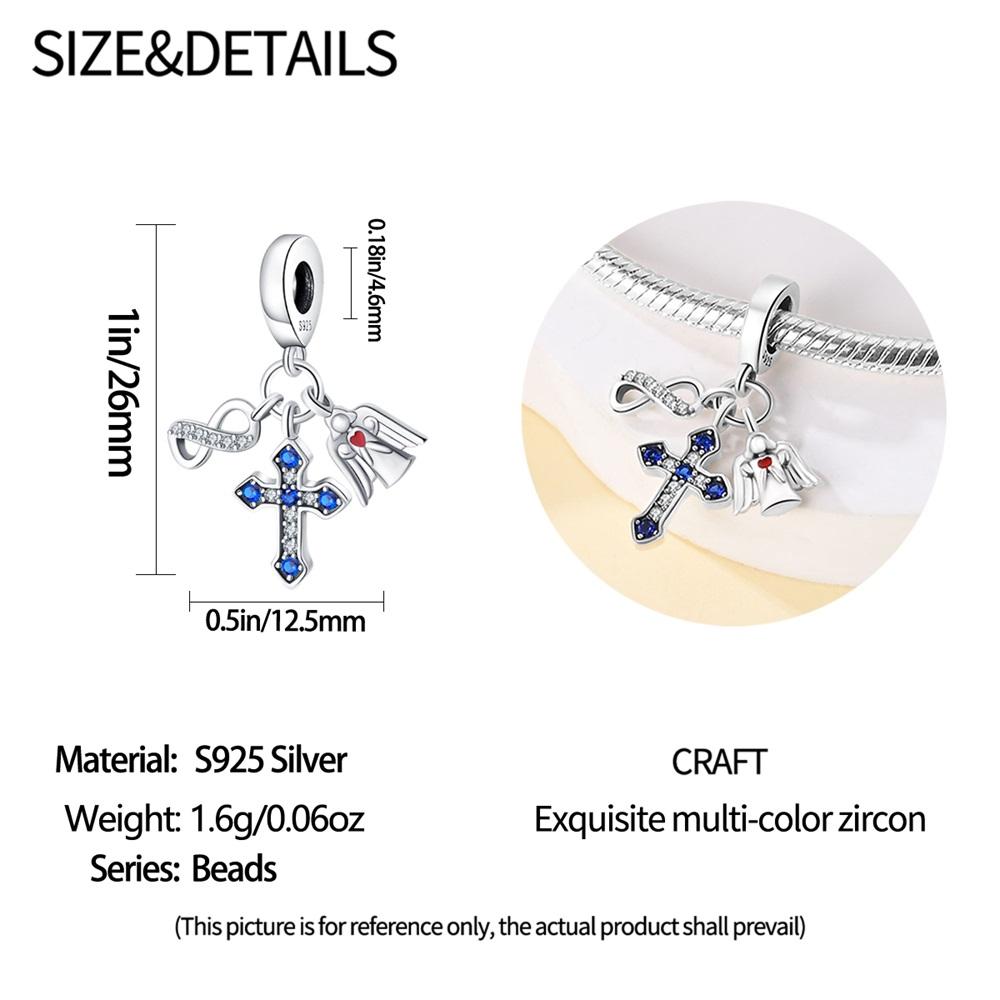 Authentic Original Copper Metal Charm Bead Components Luxury Blue Cross Religious Pendant Bead Component Bead Components Compatible With Bracelet