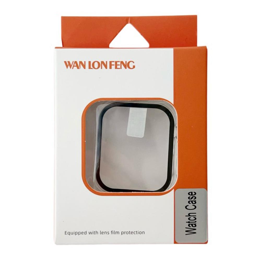 WANLONFENG For Apple Watch Series 9    8    7 45mm 2-in-1 Hard PC Frame Waterproof Case with Tempered Glass