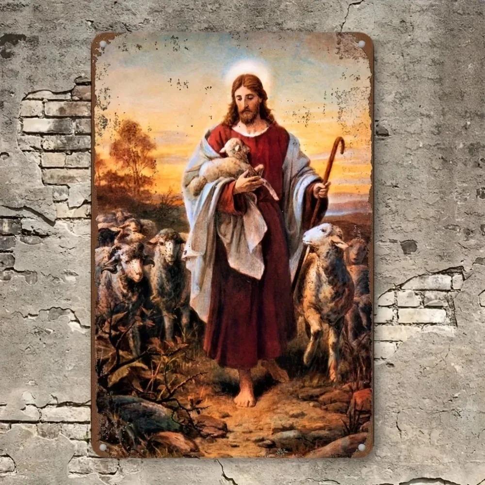 Настенное искусство Добрый Пастырь Декор для домашнего бара Рождественский/Благодарения подарок для улицы 20x30cm