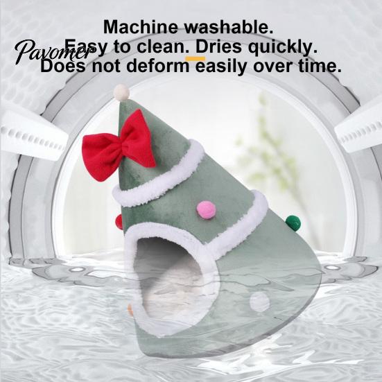Washable Cat Bed for Small Pets Christmas Tree Bed, Plush Cave with Removable Cushion, Non-slip Cozy Winter Pet Bottom, House Indoor Cats Kittens