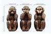 Three See No Hear No Speak No Cute Pose Set of 3 Monkeys Evil, Evil, Evil, Figures, (Gold)