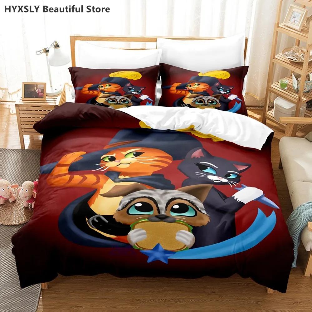 

Puss In Boots Three-Dimensional Anime Sleep Bedding Collection Quilt Cover Pillowcases Single Size Twin Size Full Queen Size King Dimension EU Single 135x200cm