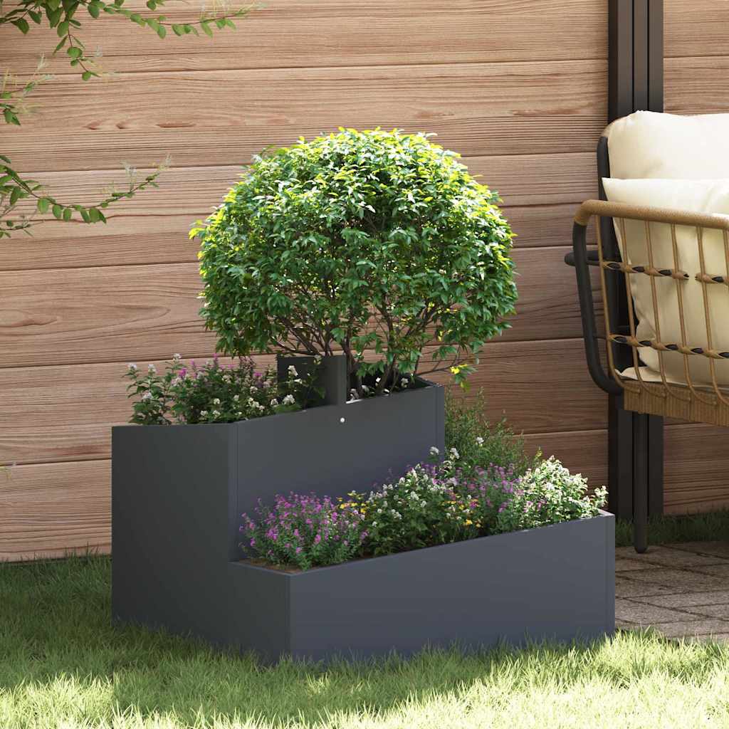 Garden Planter Anthracite Grey 60 X 60 X 50 Cm