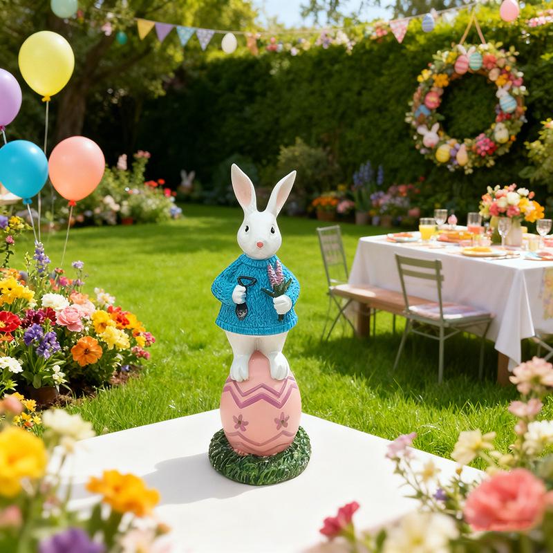 Adorable Easter Bunny Statue with Heart - Girly Desktop & Home Decor