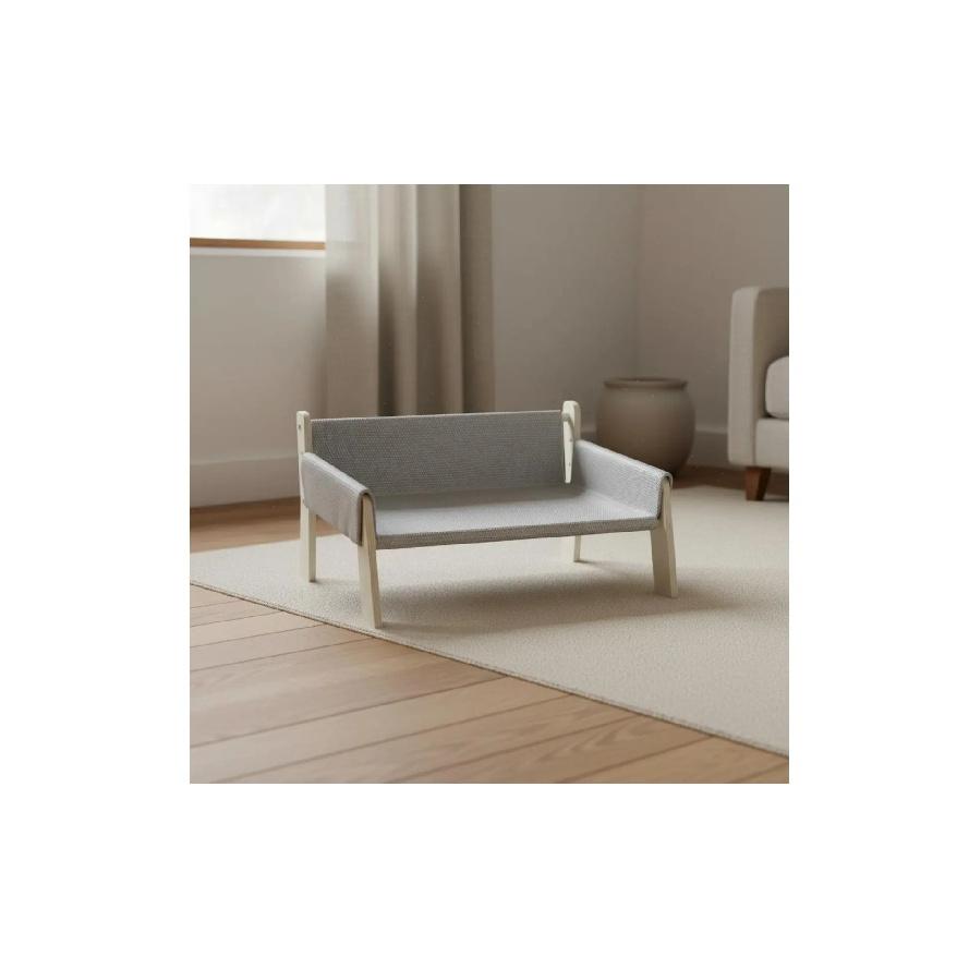 Cat Dog Lounge Chair Breathable Sturdy Wood Pet Sofa Wooden Pet Suspended Bed Easy Assembly Wooden Frame Kitty Bed Portable